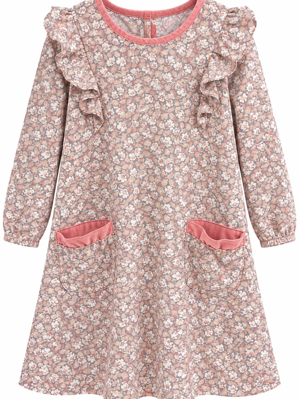 Girls Bella Bliss Floral Ruffle Pocket Dress - Pink - Size 8